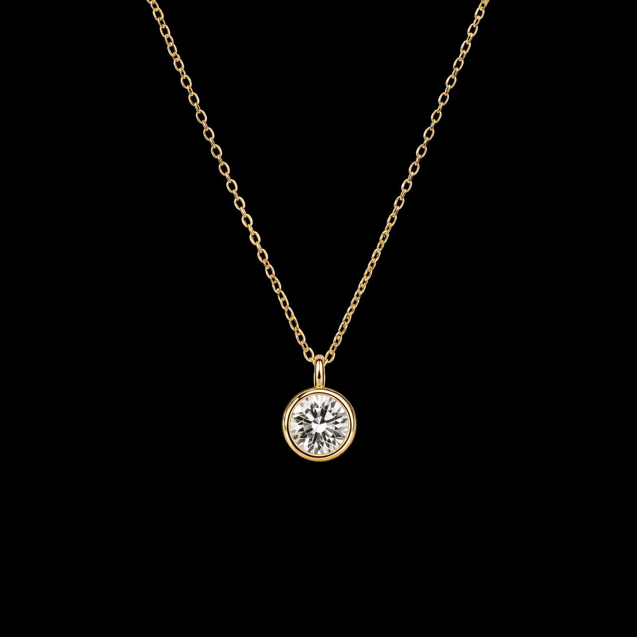 Colección Nocturne — colgante con piedra sobre cadena dorada